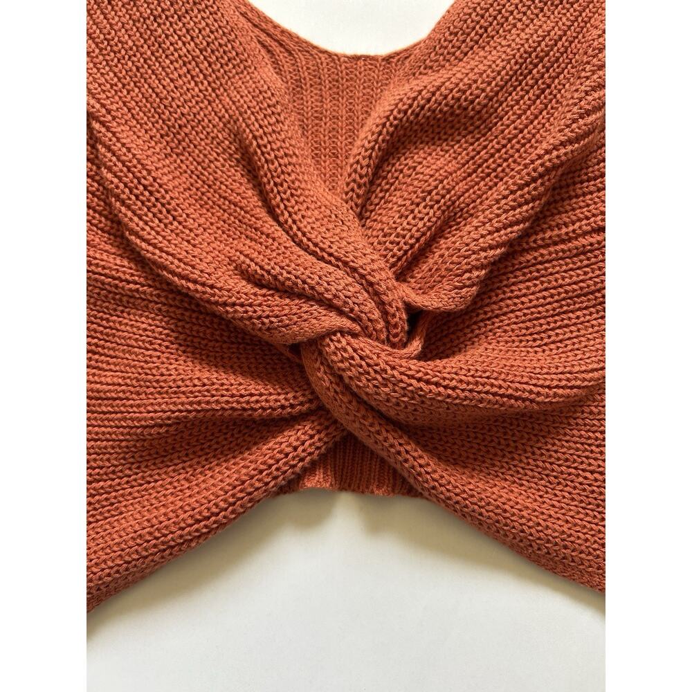 Lulus Knit Crop Tank Top XS Brown Twist Front Sweater Sleeveless Boho Cozy - Picture 11 of 11